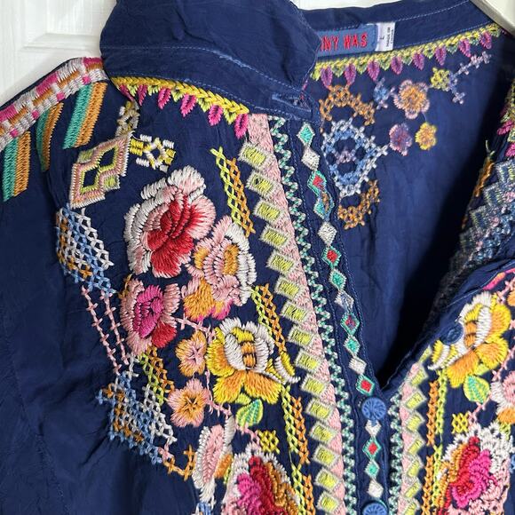 Johnny Was Heavily embroidered Tunic top shirt Size Large - Picture 5 of 12
